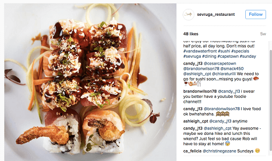 food at sevruga restaurant